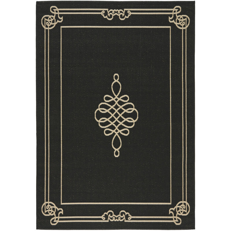 Tapis d'intérieur / extérieur Cherene, Rectangle 2 pi x 3 pi 7 po, Black/Cream