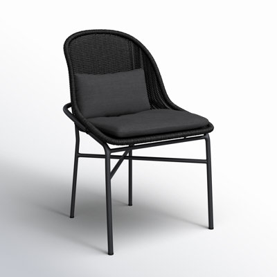 Wicker Premium All-Weather Wicker Outdoor Folding Dining Side Chair with Cushion