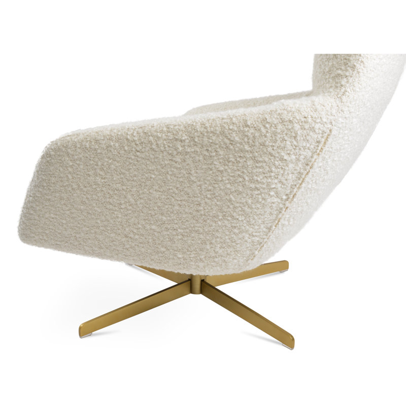 Fauteuil pivotant BRC 4 étoiles en laine, Laine blanc cassé, Laiton