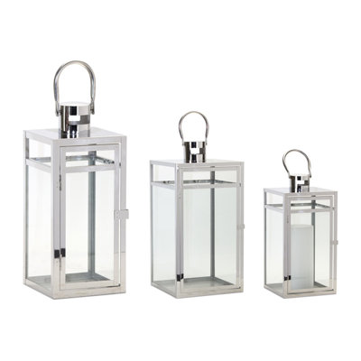Ensemble de 3 lanternes en acier inoxydable