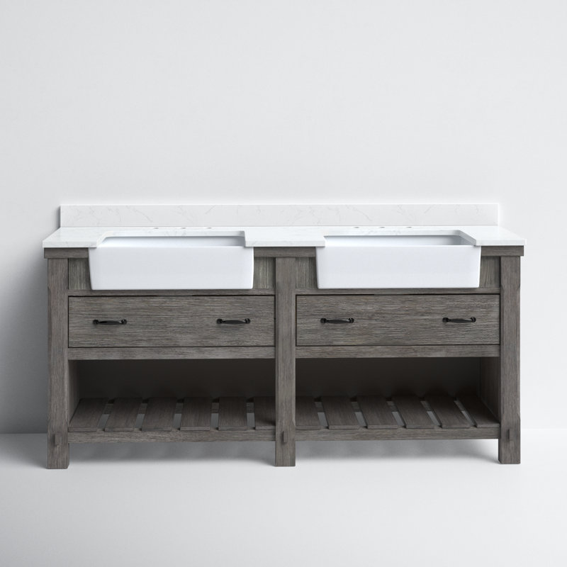Ensemble de meuble-lavabo double 72 po Villareal, Gris classique