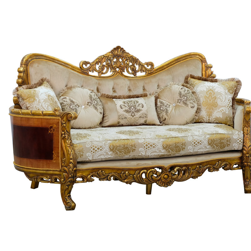 Maggiolini Loveseat, Dark Gold, Gold, beige, light brown