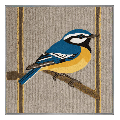 Washable Blue Tit Birds Area Rug