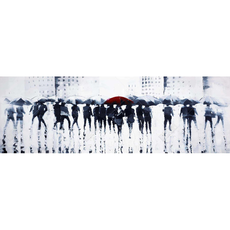 Silhouettes marchant sous la pluie | Décoration sur toile encadrée