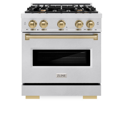 ZLINE Autograph 30" Classic DuraSnow Gas Range w/ 4 Burners & Gold Accents