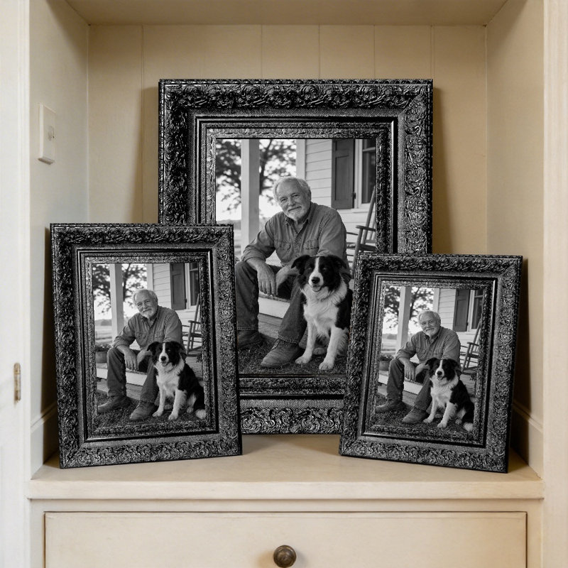 Cadre photo noir traditionnel 1 pièce 8 "x 10" avec table ou mur, Noir, 1, L 8 po x H 10 po