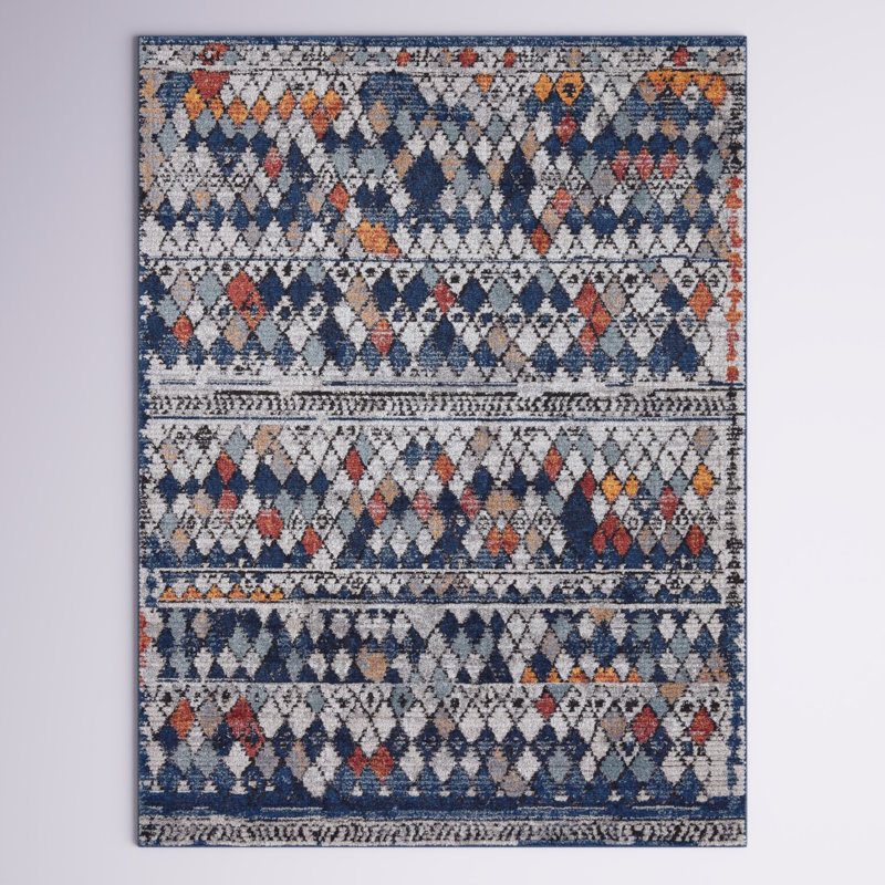 Tapis bleu marine / beige Allenvale, Rectangle 5 pi 1 po x 8 pi
