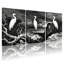 Ensemble de 3 tableaux sur toile tendue représentant un héron en noir et blanc-435010339