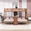 Lit superposé simple au-dessus de simple et simple en bois avec bureau et tablettes-657590844