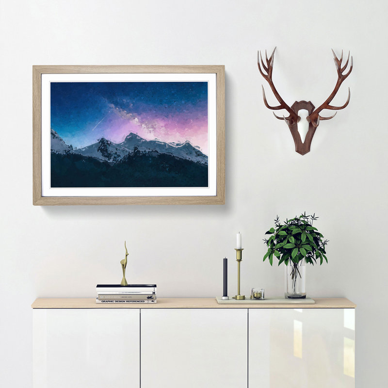 Shooting Star over Moena in Italy in Abstract - Picture Frame Graphic Art Print, 40cm H x 60cm W x 2cm D, Oak