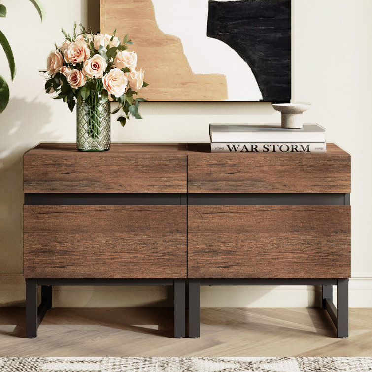Aadam 2 Piece Modern End Table With 2 Drawers