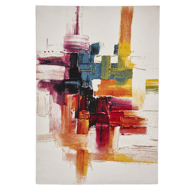 Machine Woven Beige/Red/Yellow Rug, Rectangle 80 x 150cm