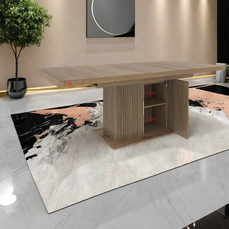 Tables de salle à manger à rangement extensible (table seulement, sans chaises, avec plateau et pieds), cuisine moderne en bois