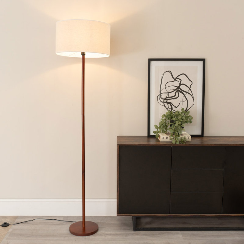 Roseli 180cm Traditional Floor Lamp, Natural, Walnut, No