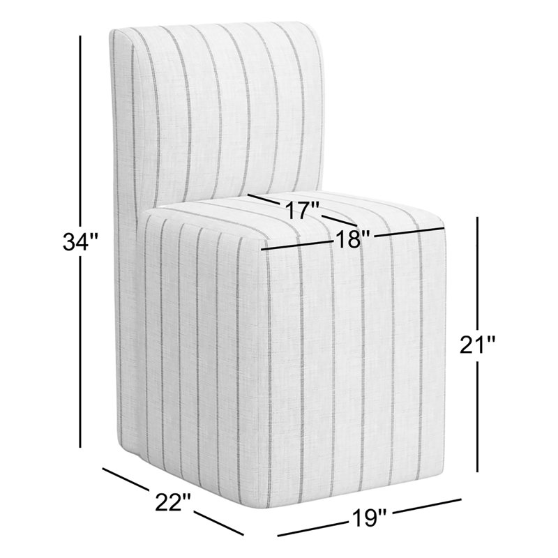 Mendy Upholstered Dining Chair, Fritz Indigo Stripe