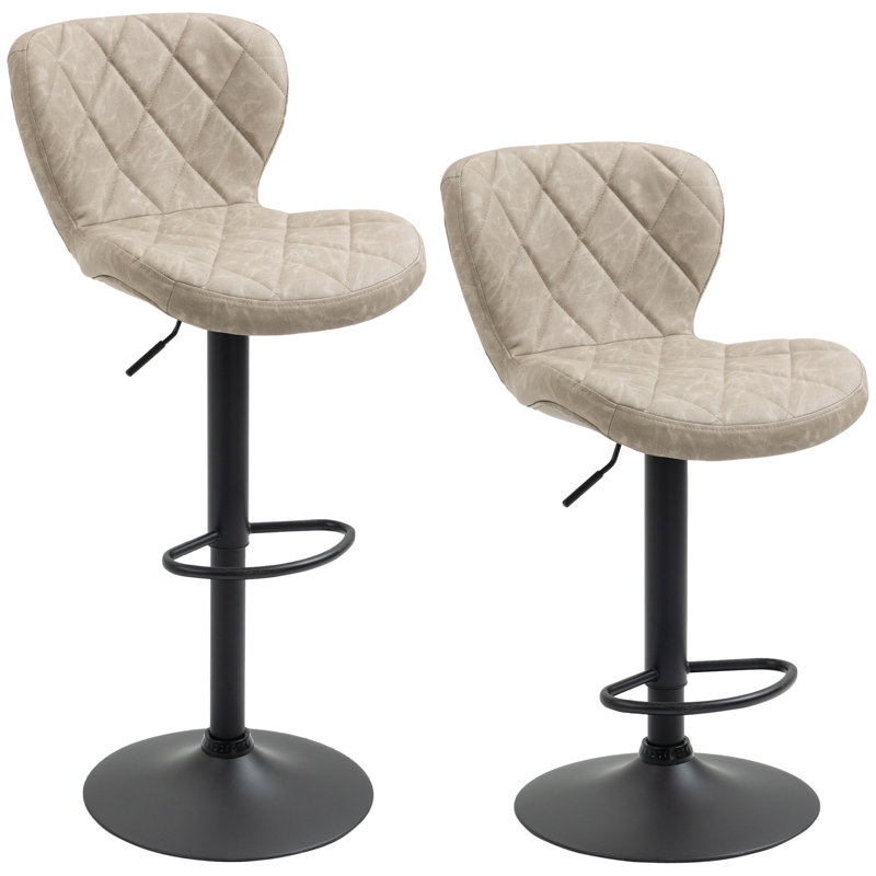 Robelmont Swivel Upholstered Adjustable Height Counter Stool with Metal Frame, Light Grey