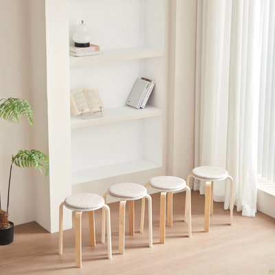 Set Of 4 Stackable Stools Stackable Bentwood Stools Round Backless Chairs