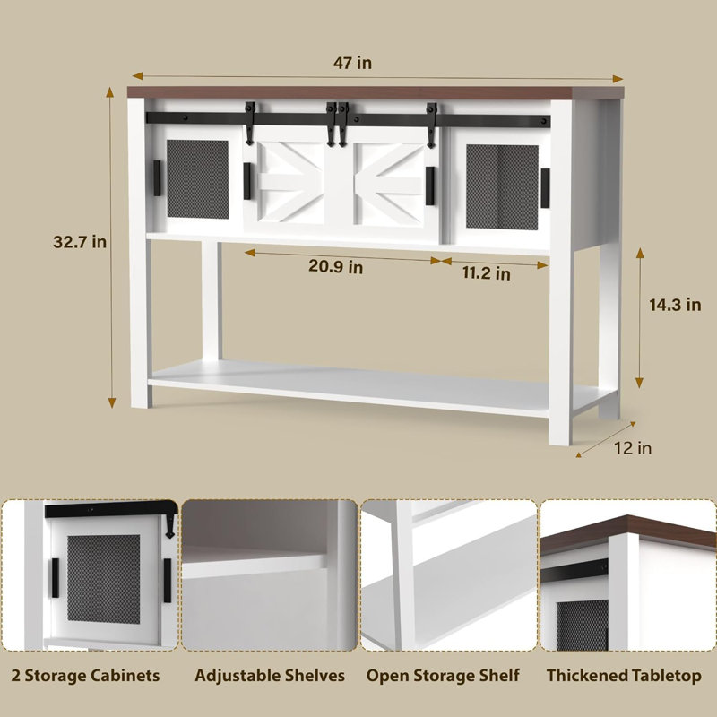 Entryway Table with Sliding Barn Doors