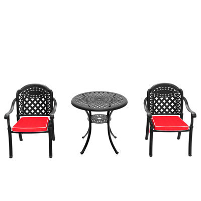 Cast Aluminum 3 Patio With Cushions - Black, To Fatigue For Long-Term Outdoor Use Dining Seat