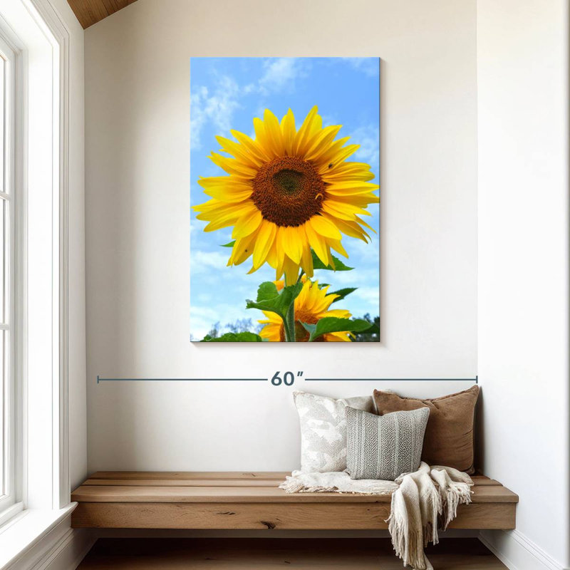 Harnek tournesol en fleurs, H 45 po x l 30 po