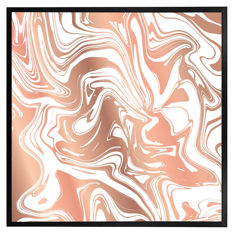 Aubrionna Rose Gold Marble - Single Picture Frame Print, Black Framed, 31cm H x 31cm W x 4cm D