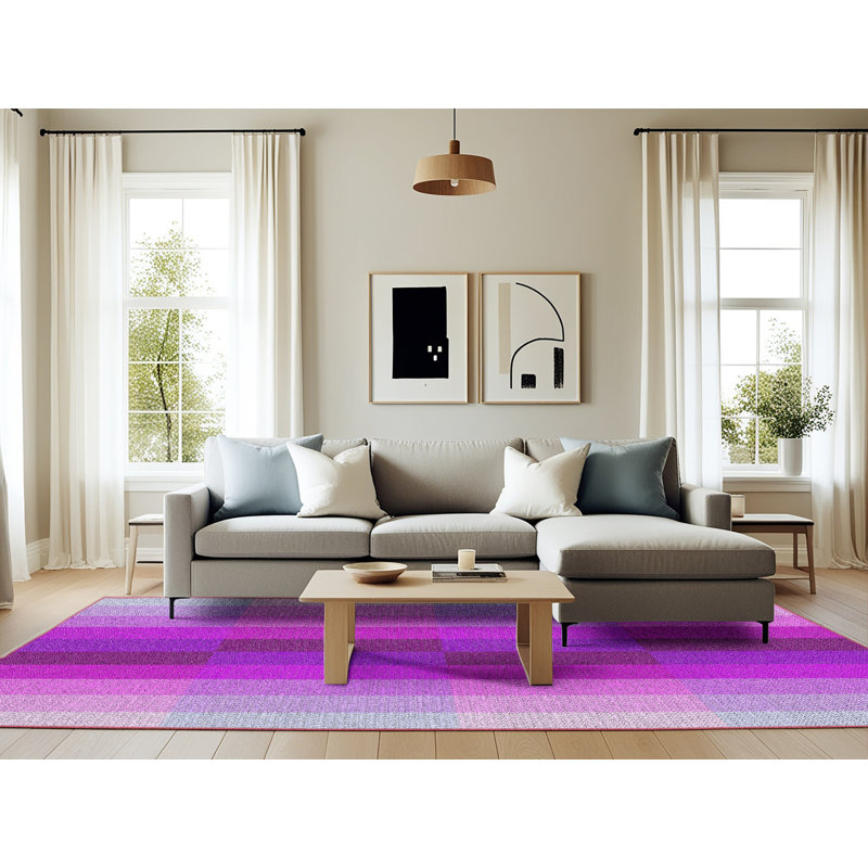 Tapis mauve/rose à tisser électrique, Rectangle 6 pi x 9 pi