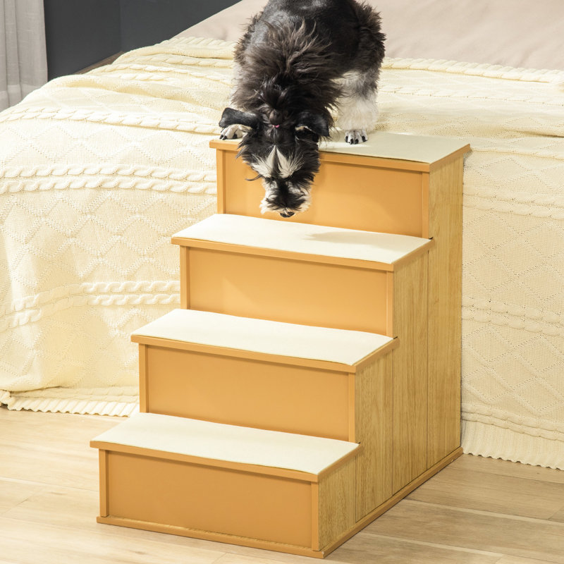 Rampe d'accès pour petit animal de compagnie, jusqu'à 22 lb, naturel avec marchepied rembourré lavable pour les problèmes de mobilité