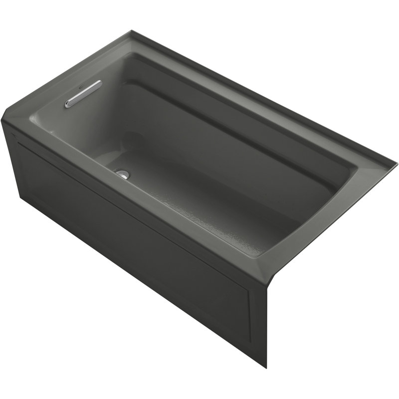 Archer 60" x 32" Alcove Air Acrylic Bathtub Heater Included, Thunder Gray, Right