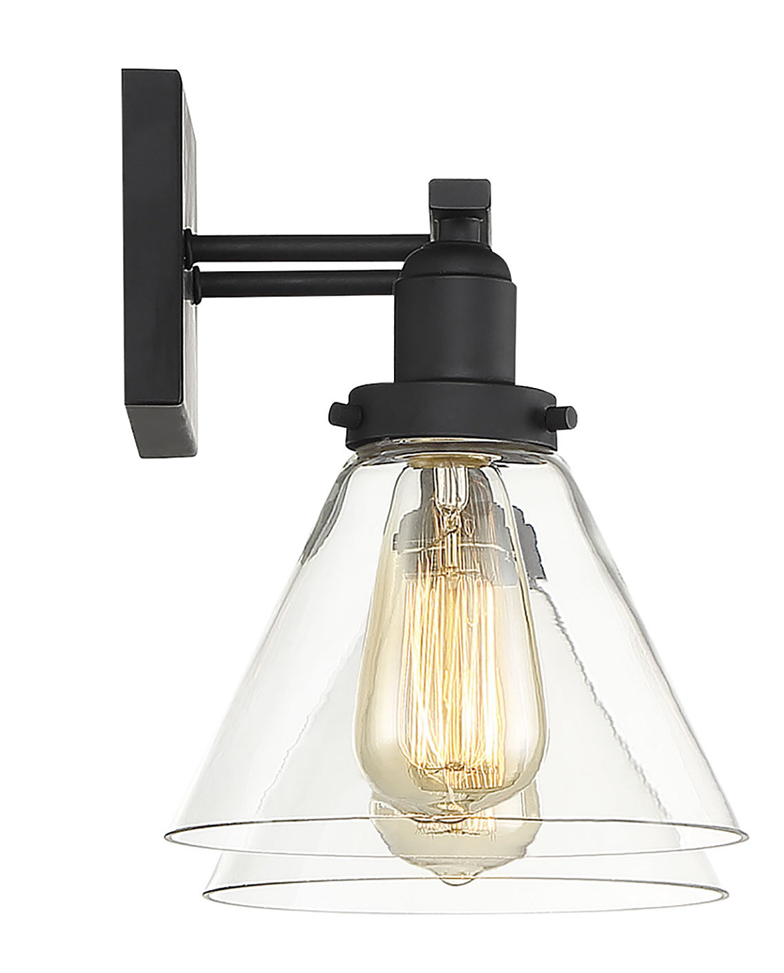 Catalina 2 Light Transparent Dimmable Bath Sconce, Black