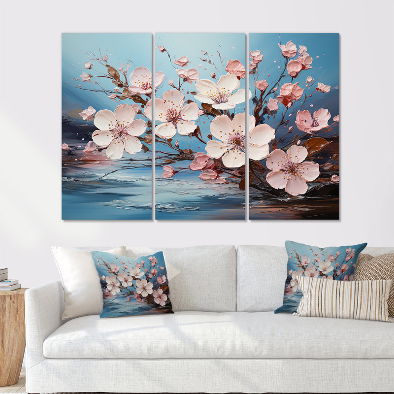 Fleur de pommier, ensemble d'art sur toile, H 32 po x l 48 po x P 1 po