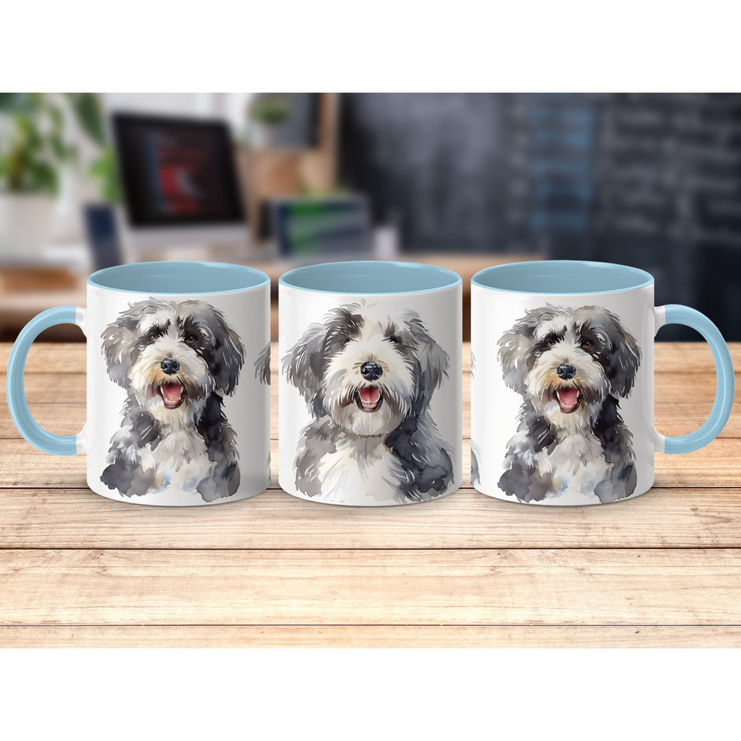 Set of 2 – Watercolor Bernedoodle Dog Design 11oz Coffee Mug