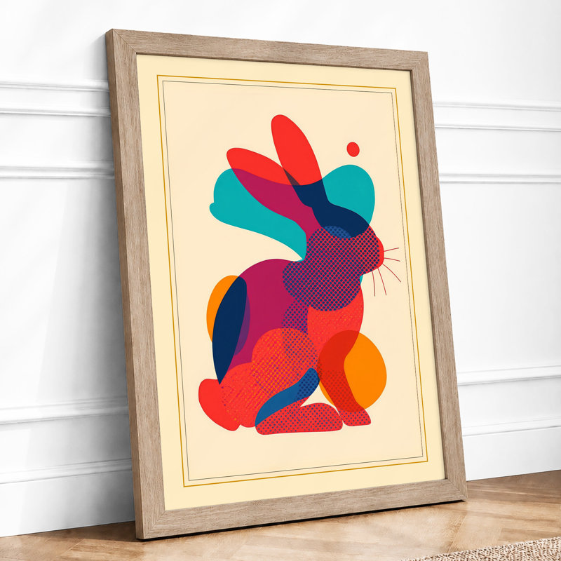 Rabbit Geometric - Framed Print, A1 - 84.1 x 59.4 cm, Oak