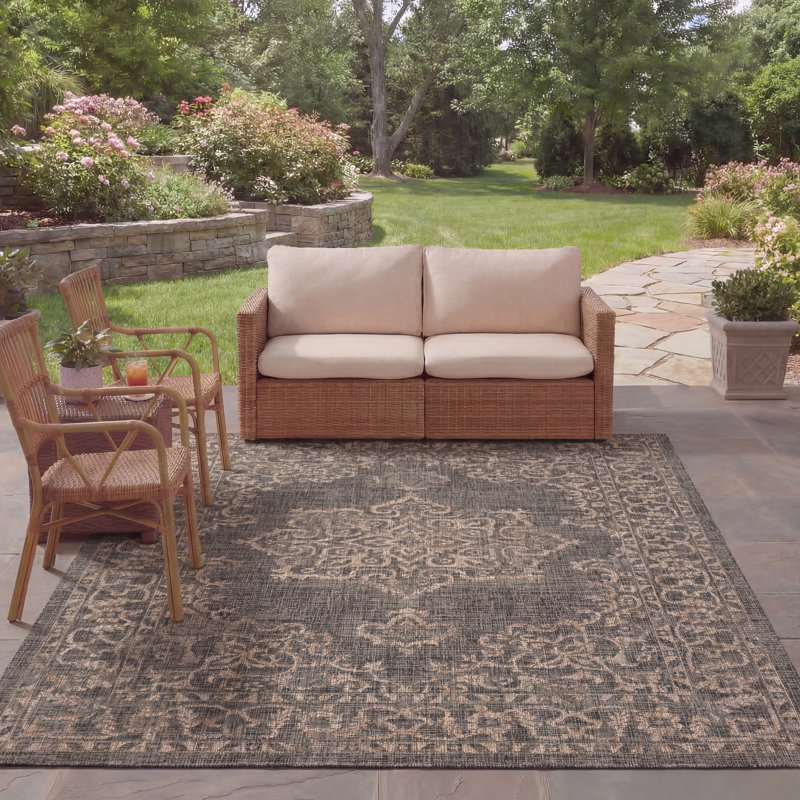 Tapis oriental d'intérieur / extérieur Anelly Performance, Rectangle 8 pi x 11 pi