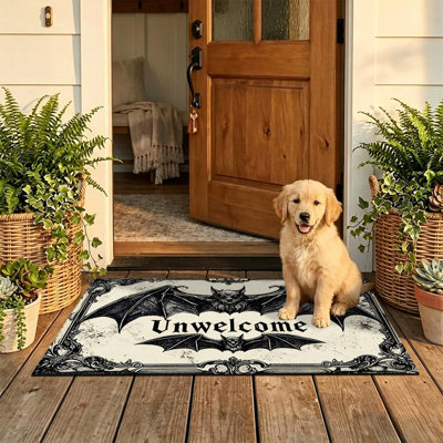  Non-Slip Indoor Outdoor Door Mat, 16"x24",unwelcome antique bat