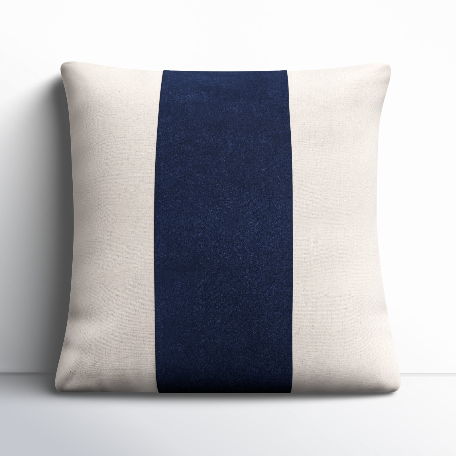 Kat Pillow Cover, 18" x 18", Navy/Ivory, Down