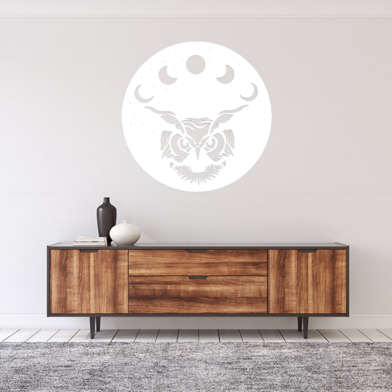 Art mural en métal lune hibou - hibou nuit ciel Silhouette Art - sculpture au clair de lune au design de la faune - chalet rustique suspendu - Art industriel moderne en métal - décoration intérieure inspirée de la nature - pièce d'art audacieuse