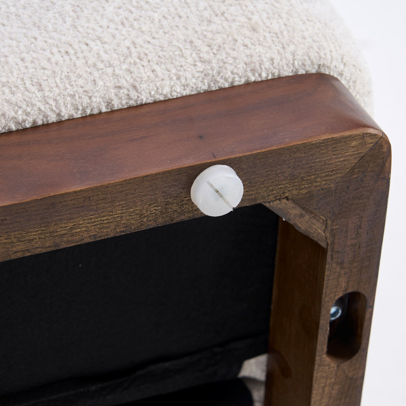 Fauteuil d'appoint rembourré avec accoudoirs à dossier plein et chaise demi-tonneau avec base en bois massif, Tissu beige
