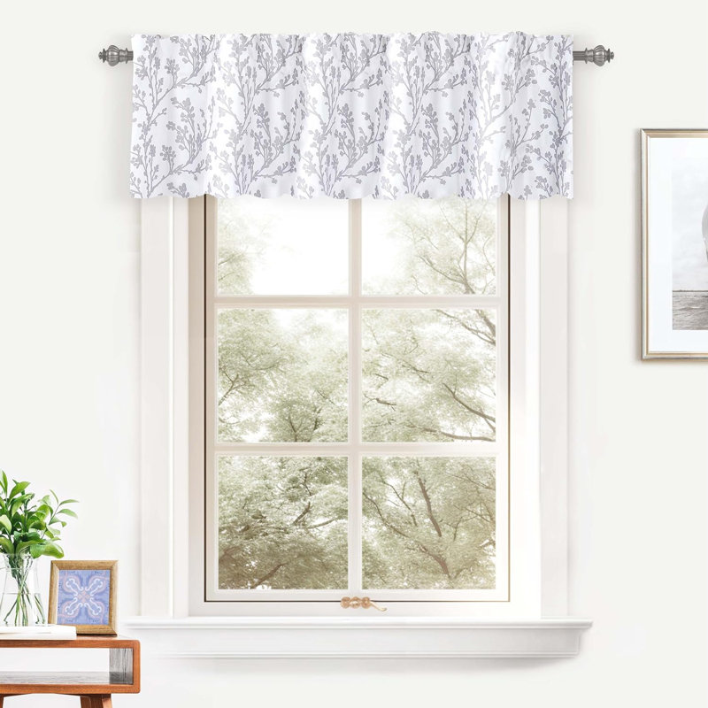 Alarise  Floral  Blackout Kitchen Valances for Windows Bedroom Living Room Rod Pocket Farmhouse Tree Branch Short Topper 1 Panel