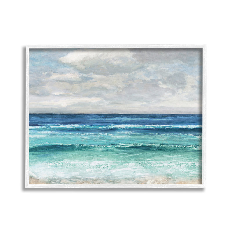 Abstrait plage nuageuse encadrée, art giclée par Amber Sterling, H 24 po x l 30 po, Giclée encadrée blanc bord de mer