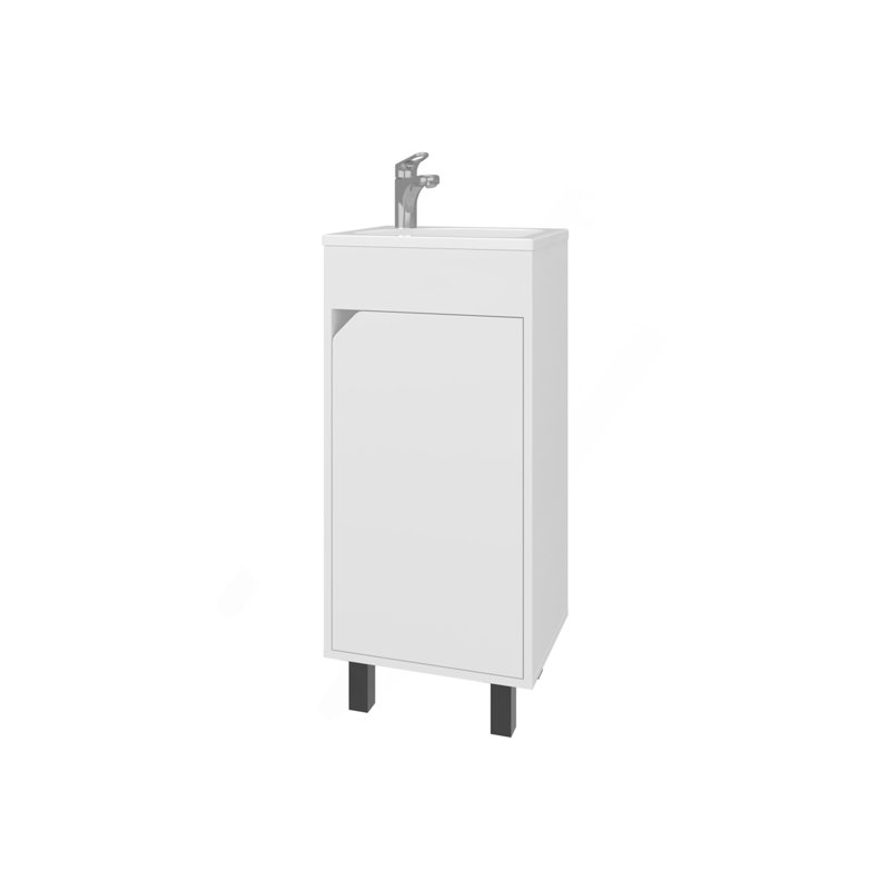 Meuble-lavabo en quartz Quartzite avec lavabo intégré, blanc, Blanc