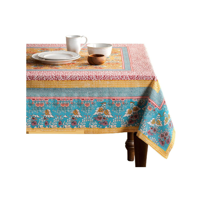 Table Cloth Rectangle Table Cotton 230 cm x 140 cm Tablecloth Reusable Everyday Use (Marquise)