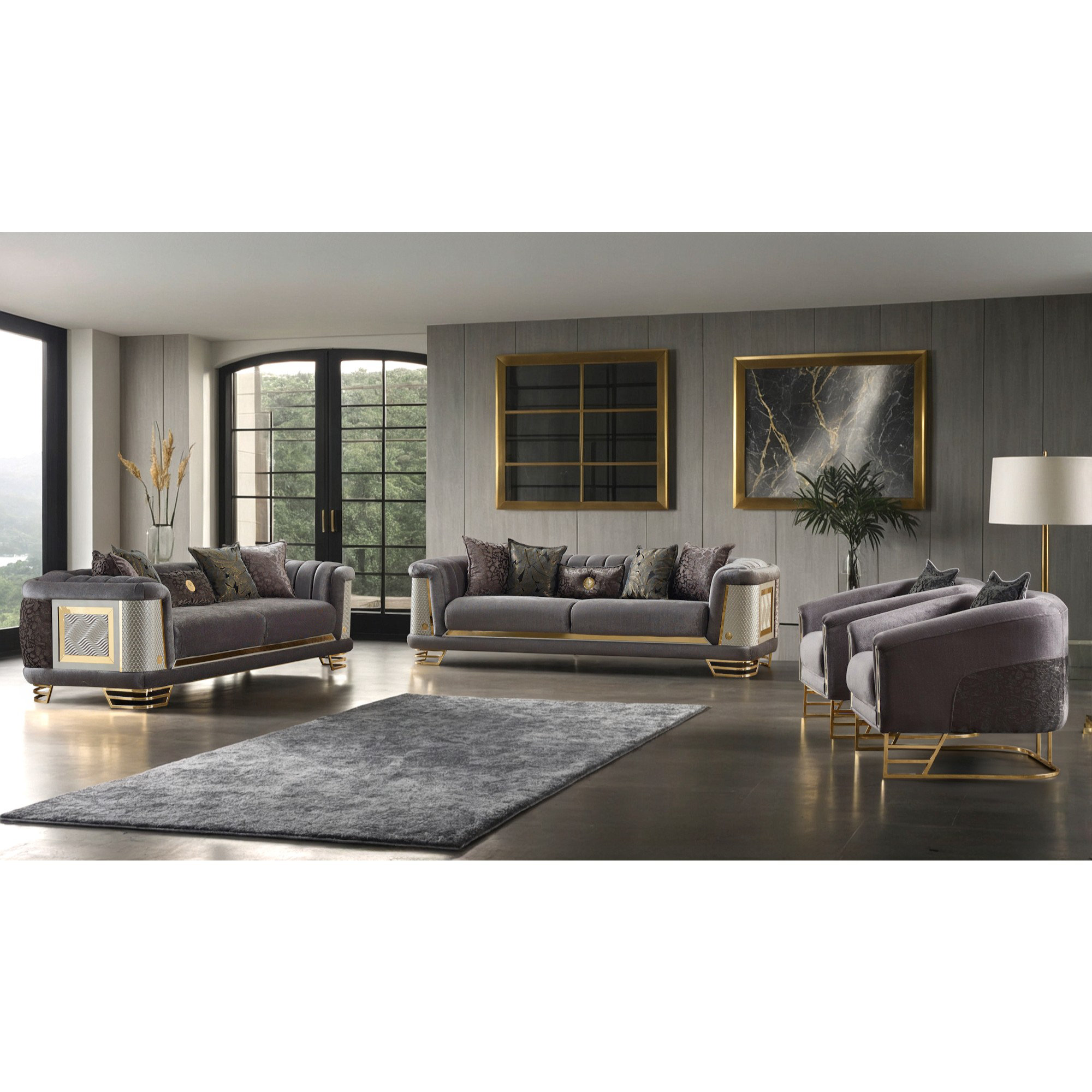 Everly Quinn Heidy 4 - Piece Velvet Living Room Set & Reviews - Wayfair ...