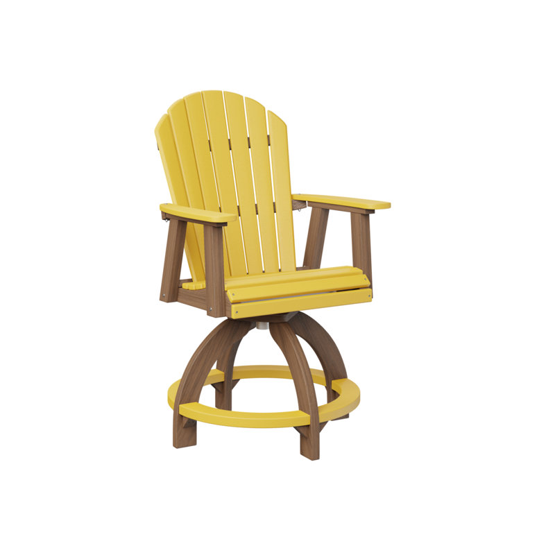 Comfo Back Outdoor Bar Stool, Antique Mahogany, Sunburst Yellow