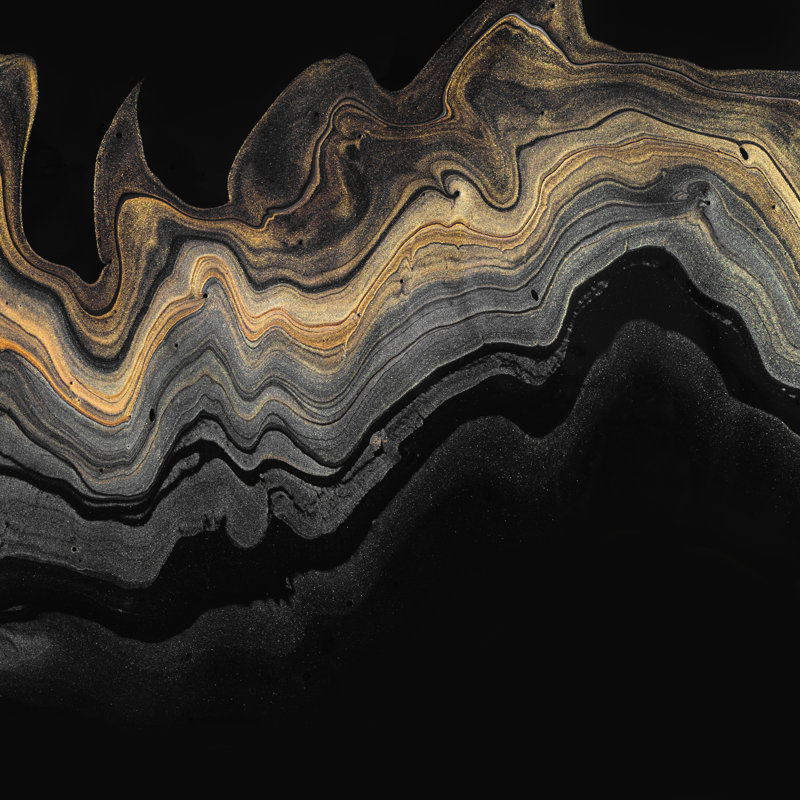 Golden Marble Wave by Colnihko - Wrapped Canvas Print, 30cm H x 30cm W