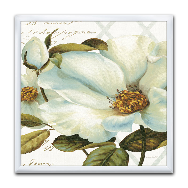 « white fleuring fleur close », reproduction d’art sur toile, Cadre blanc, H 16 po x l 16 po x P 1 po