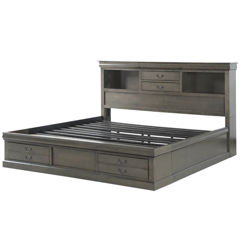 Dark gray storage Queen bed