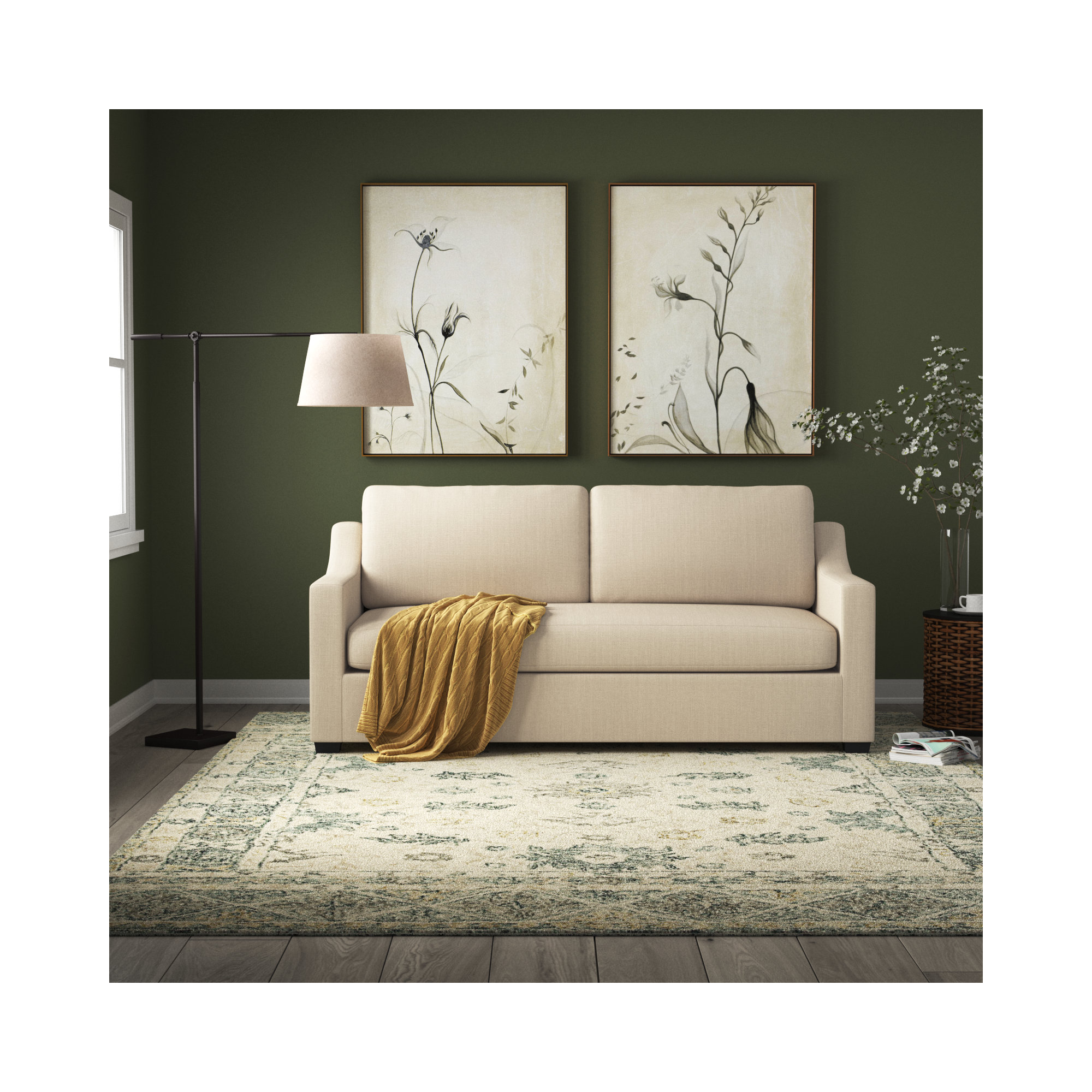 Cranbrook 88'' Upholstered Sofa, Canvas Flax Sunbrella® Canvas