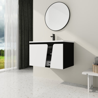 Meuble-lavabo flottant mural avec lavabo simple
