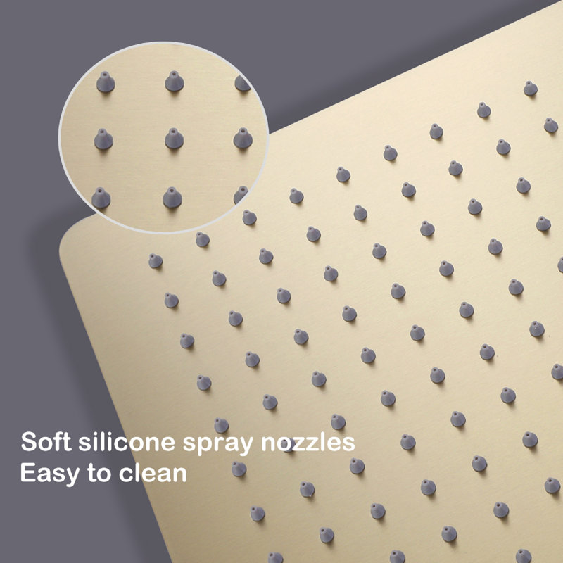 Pomme de douche à pluie réglable avec auto-nettoyage, Or brossé