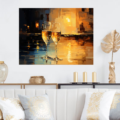 Champagne Glass Fizz I - Champagne Metal Wall Art